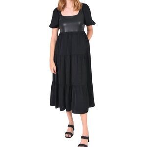 Emily McCarthy Daphne Faux Leather Midi Dress - Size Large